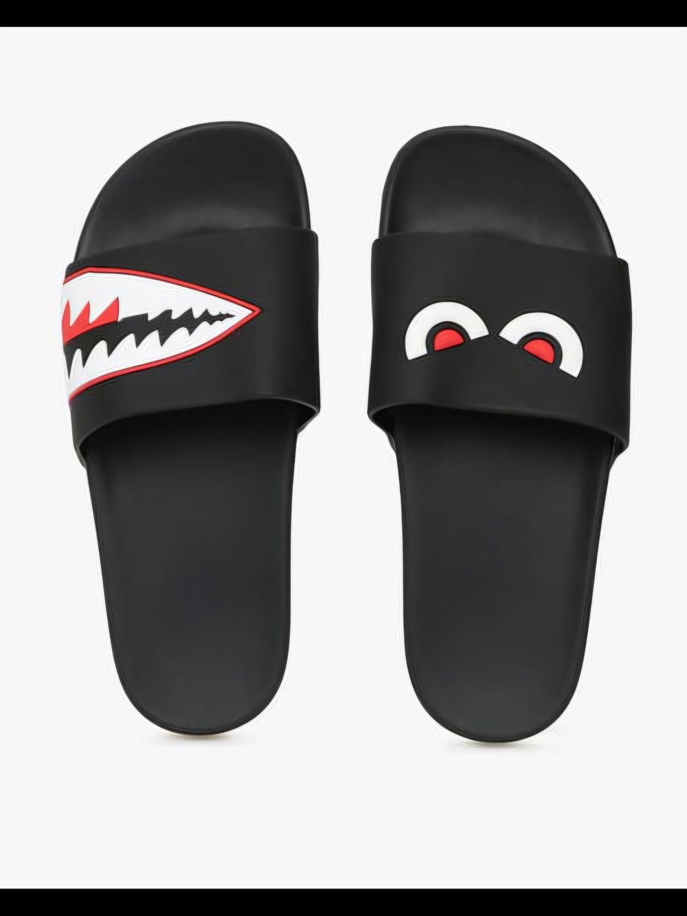 Black Shark Teeth & Eyes Slide Sandals Rubber 7 / 8